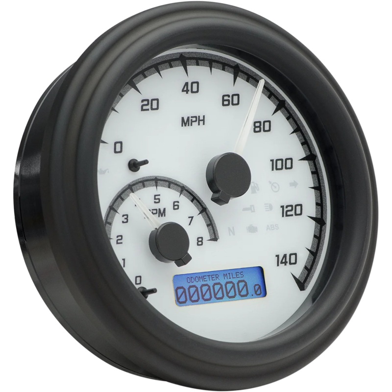 Dakota Digital MXV Series Fatbob Analog/Digital Gauge System – White/Gray/Black MVX-2004-WG-K