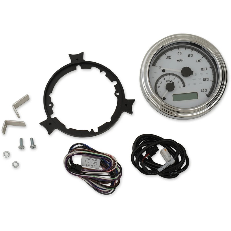 Dakota Digital MXV Series Fatbob Analog/Digital Gauge System – White/Gray/Chrome MVX-2004-WG-C