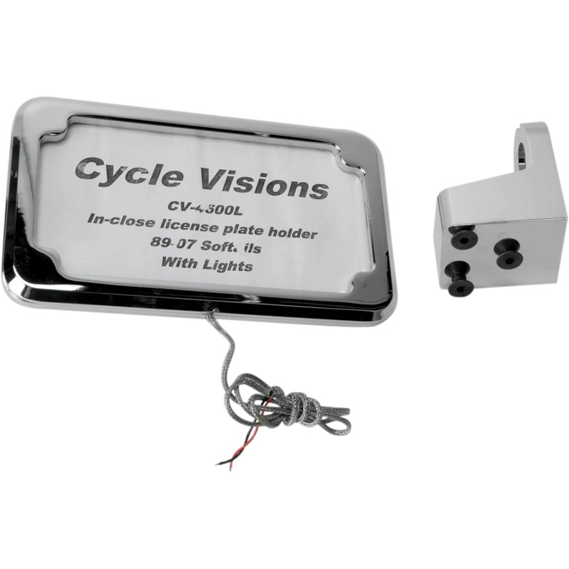 Cycle Visions Vertical License Plate Mount with Light – ’86-’07 ST – Chrome CV-4600L