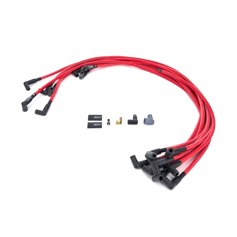scott performance wire SBC Spark Plug Wire Set 90-Degree – Red CH-435-2