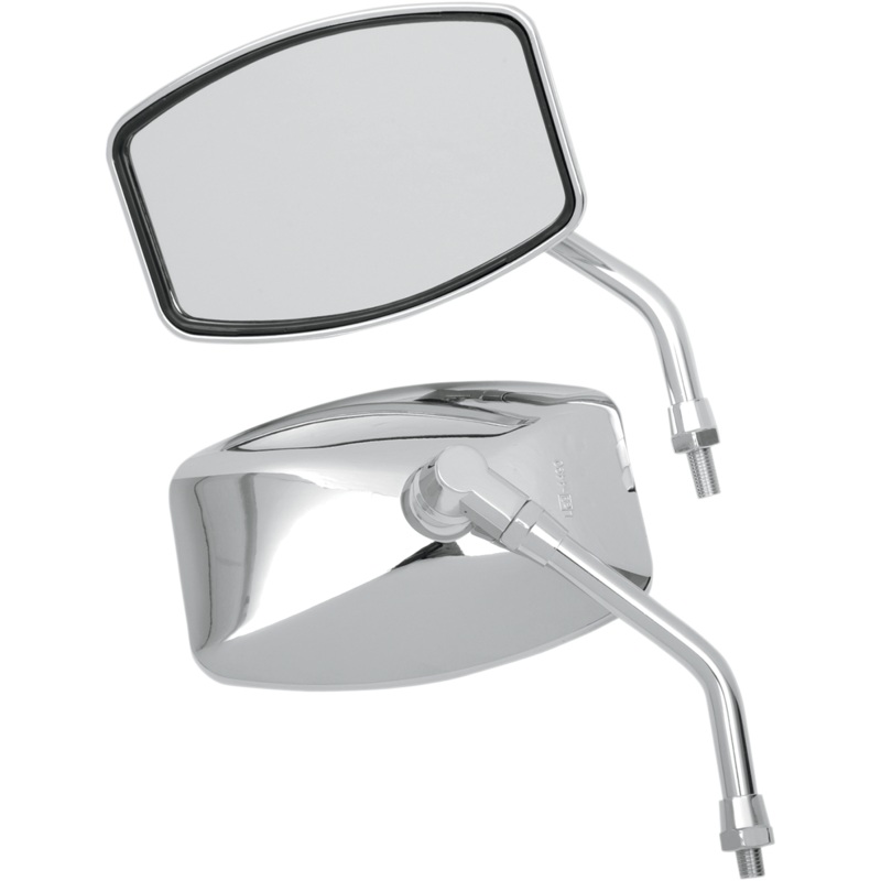 Emgo Mirror – “Big One”/Cruiser – Side View – Rectangle – M10 x 1.25 – Chrome – Pair 20-42460