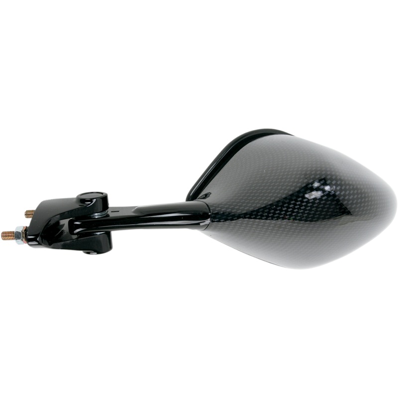 Emgo Mirror – Side View – Black/Carbon Fiber – Rectangle – Left – Kawasaki 20-43054