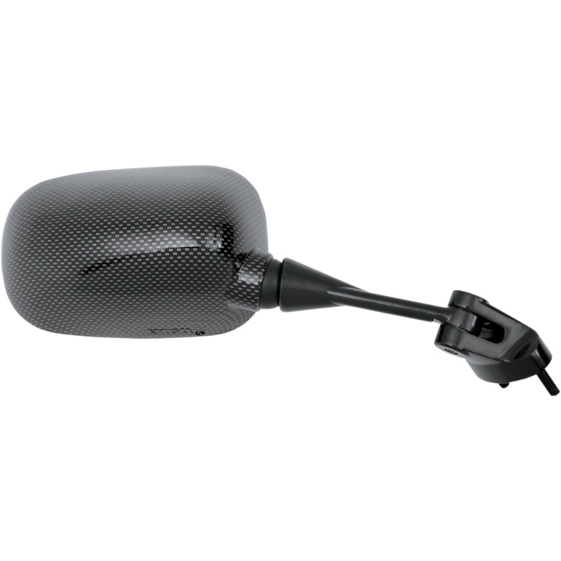 Emgo Mirror – Side View – Black/Carbon Fiber – Rectangle – Right – Kawasaki 20-43013