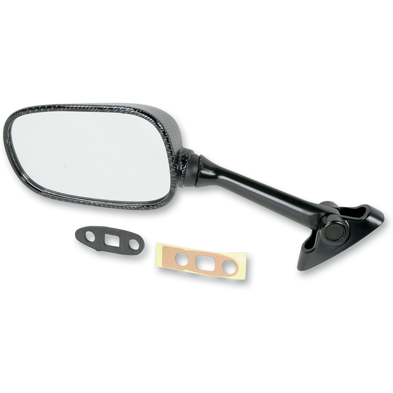 Emgo Mirror – Side View – Black/Carbon Fiber – Rectangle – Left – Suzuki 20-69774