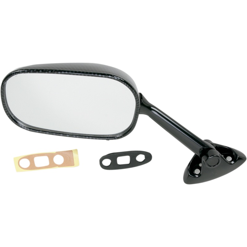 Emgo Mirror – Side View – Black/Carbon Fiber – Rectangle – Left – Suzuki 20-69784