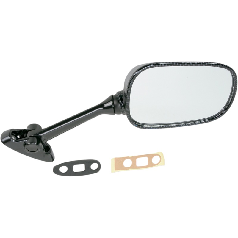 Emgo Mirror – Side View – Black/Carbon Fiber – Rectangle – Right – Suzuki 20-69773