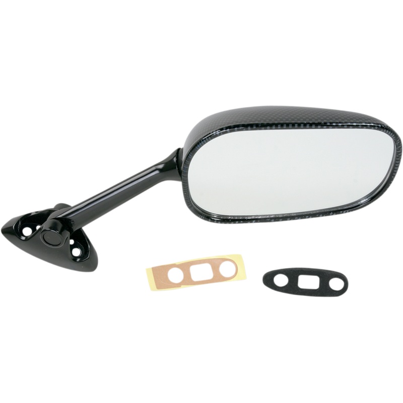 Emgo Mirror – Side View – Black/Carbon Fiber – Rectangle – Right – Suzuki 20-69783