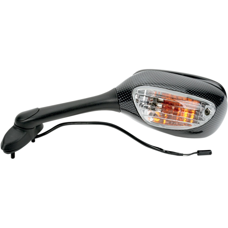 Emgo Mirror – Side View – Lighted – Black/Carbon Fiber – Rectangle – Left – Suzuki 20-69794