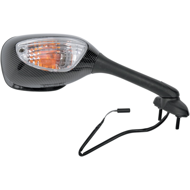 Emgo Mirror – Side View – Lighted – Black/Carbon Fiber – Rectangle – Right – Suzuki 20-69793