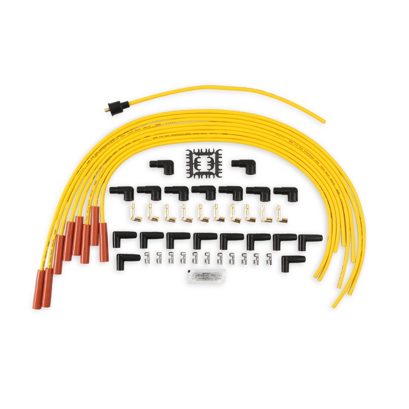 ACCEL Spark Plug Wire Set – 8mm – Yellow with Orange Straight Boots 4040