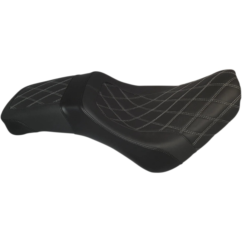 Danny Gray Weekday 2-Up Seat – Double Diamond w/ Gray Stitching – XL – Black – FL ’18-’23 21-208DIA