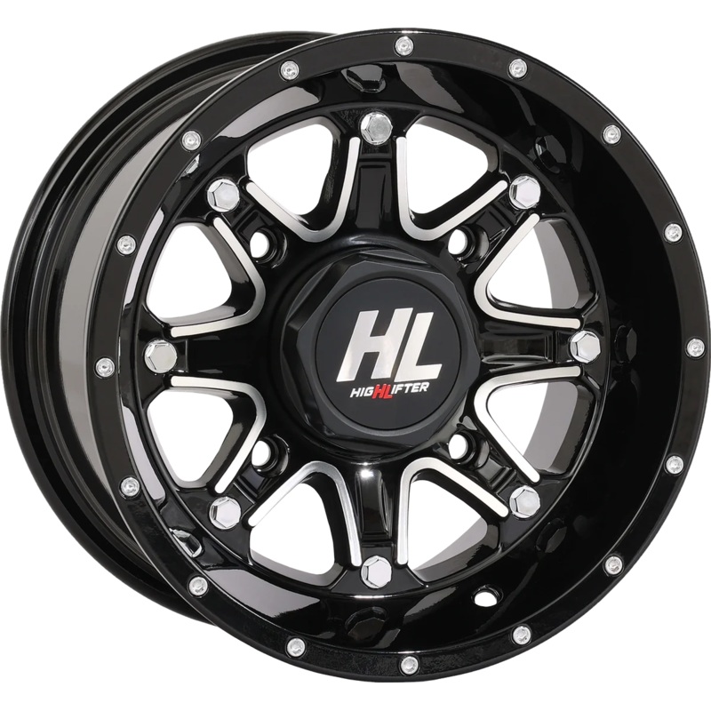 High Lifter Products Wheel – HL4 – Front/Rear – Gloss Black w/Machined – 12×7 – 4/156 – 4+3 (+10 mm) 12HL04-1156