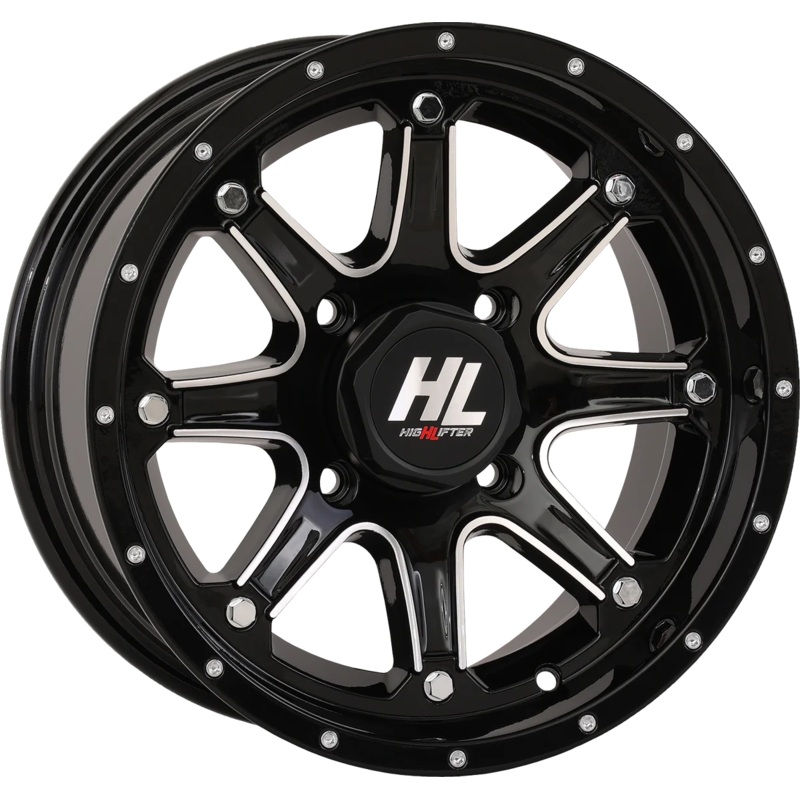 High Lifter Products Wheel – HL4 – Front/Rear – Gloss Black w/Machined – 14×7 – 4/110 – 4+3 (+10 mm) 14HL04-1110