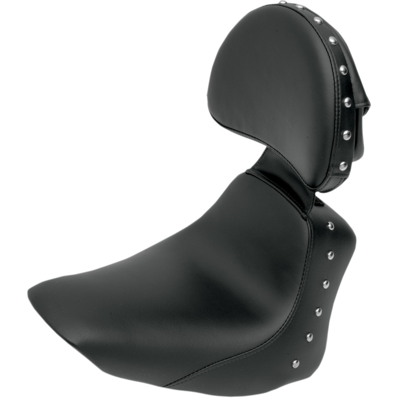 Saddlemen Heels Down Solo Seat – With Backrest – Studded – Black – FLSTC 806-15-0031