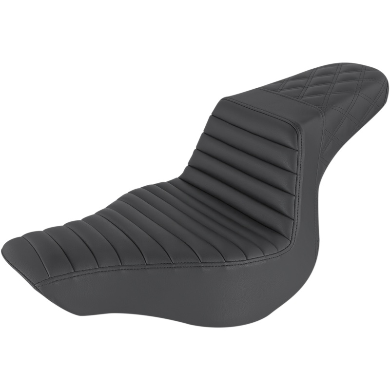 Saddlemen Step-Up Seat – Front Tuck-n-Roll/Rear Lattice Stitch – Black 813-27-176