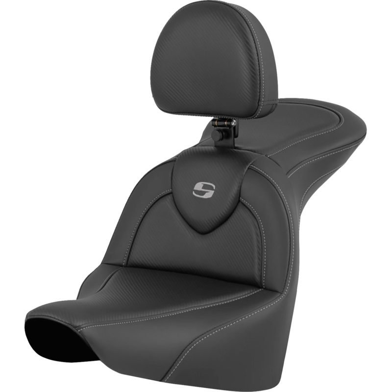 Saddlemen RoadSofa Seat – Carbon Fiber – with Driver Backrest – FLFB/FXBR ’18-’24 818-27-185BR