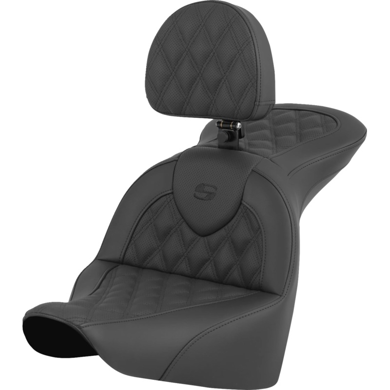 Saddlemen RoadSofa Seat – Lattice Stitch – with Driver Backrest – FLFB/FXBR ’18-’24 818-27-182BR