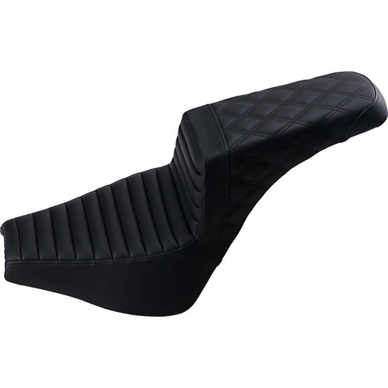 Saddlemen Step-Up Seat – Front Tuck-n-Roll/Rear Lattice Stitch – Black 818-30-176