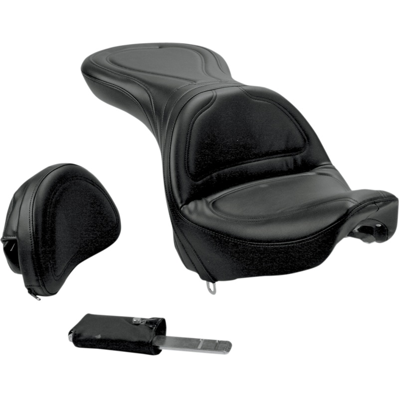 Saddlemen Seat – Explorer – With Backrest – Stitched – Black – Deuce 8252JS