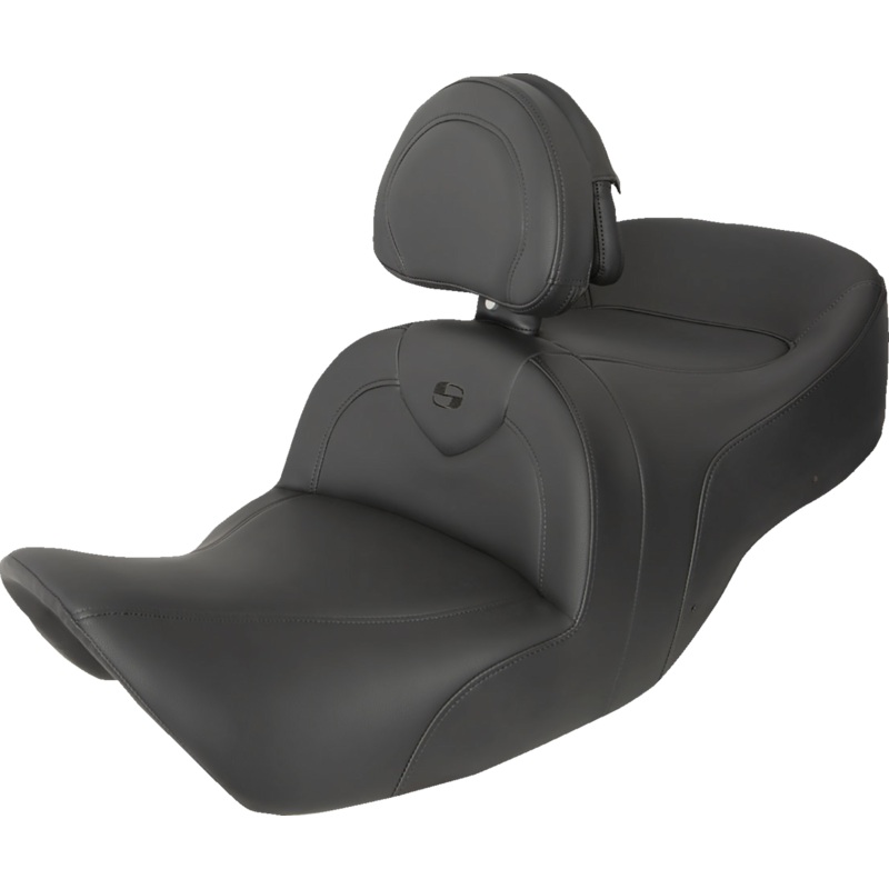 Saddlemen RoadSofa Seat – with Backrest – Black w/ Black Stitching – GL1800 ’01-’10 H01-07-187BR