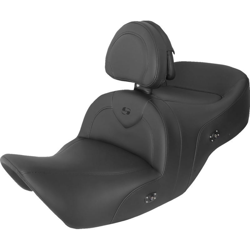 Saddlemen RoadSofa Seat – with Backrest – Black w/ Black Stitching – Heated – GL1800 ’01-’10 H01-07-187BRHCT
