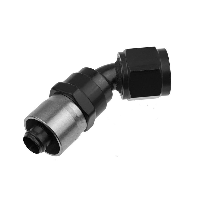 Redhorse Performance 8AN 45Deg Crimp Hose End Black 7045-08-2