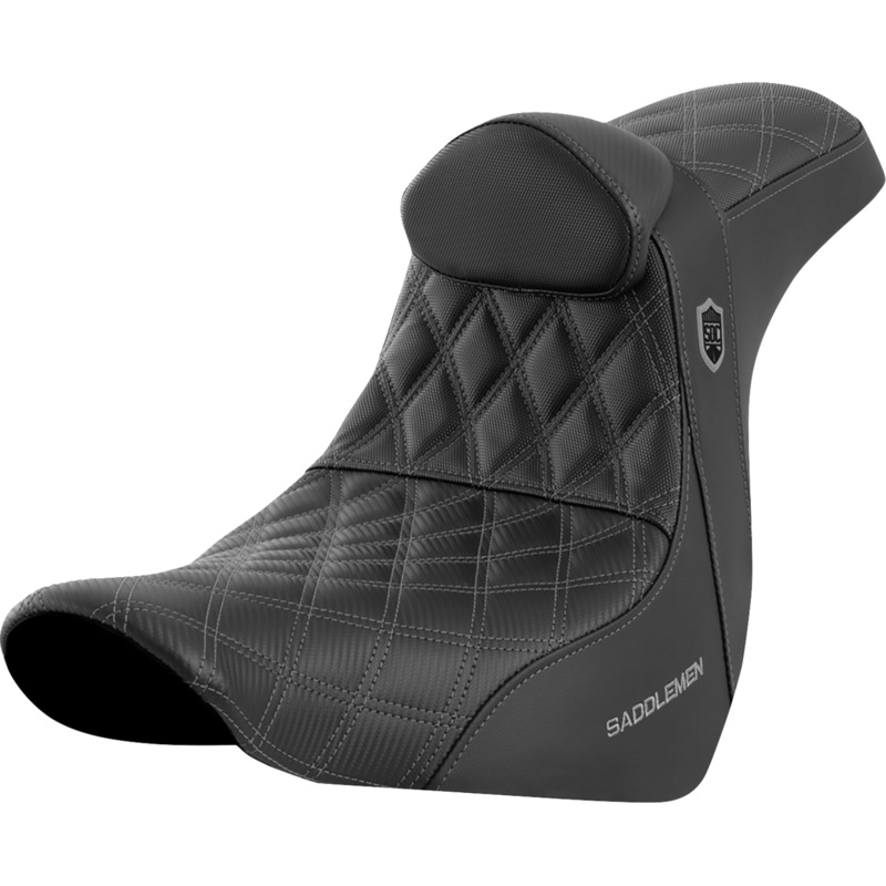 Saddlemen Pro Series SDC Performance Seat – with Backrest – Gray Stitch – FL/FX ’18-’23 SC81829GRERT