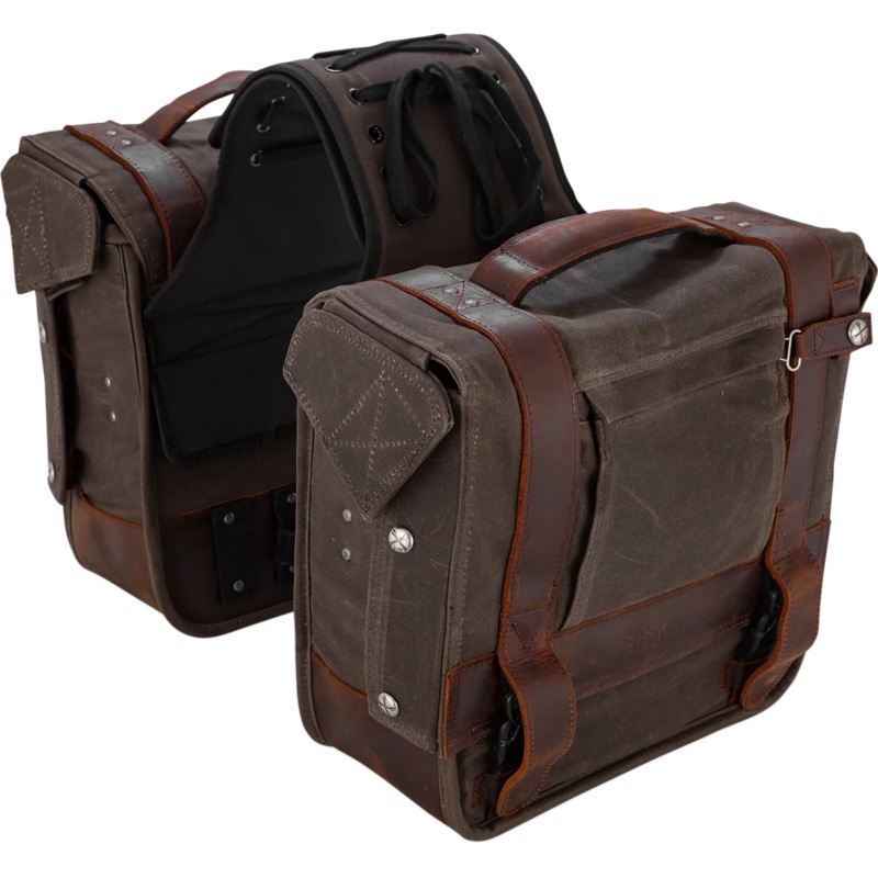 Burly Brand Throw-Over Saddlebag – Dark Oak B15-1002D