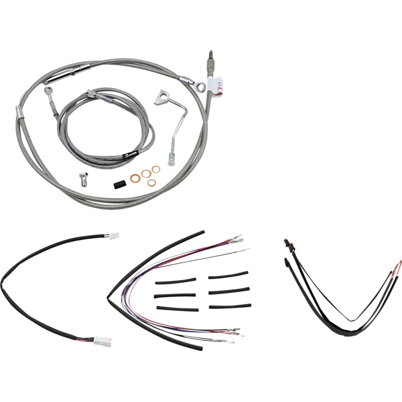 Burly Brand Handlebar Cable/Brake Line Kit – Complete – 18″ Ape Hanger Handlebars – Stainless Steel B30-1160
