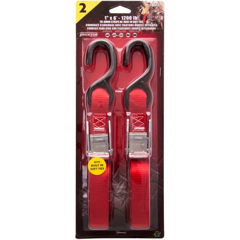 Erickson Soft Tie Tie-Down – 1″ x 6′ – Red 05727