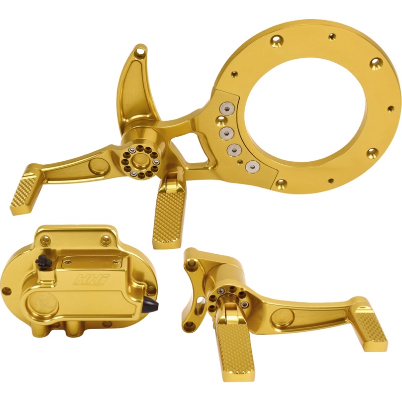 Hawg Halters Inc Mid Control Conversion Kit – Gold – Knurled Pegs – FLH/FLT MCK-FH21GS-FK