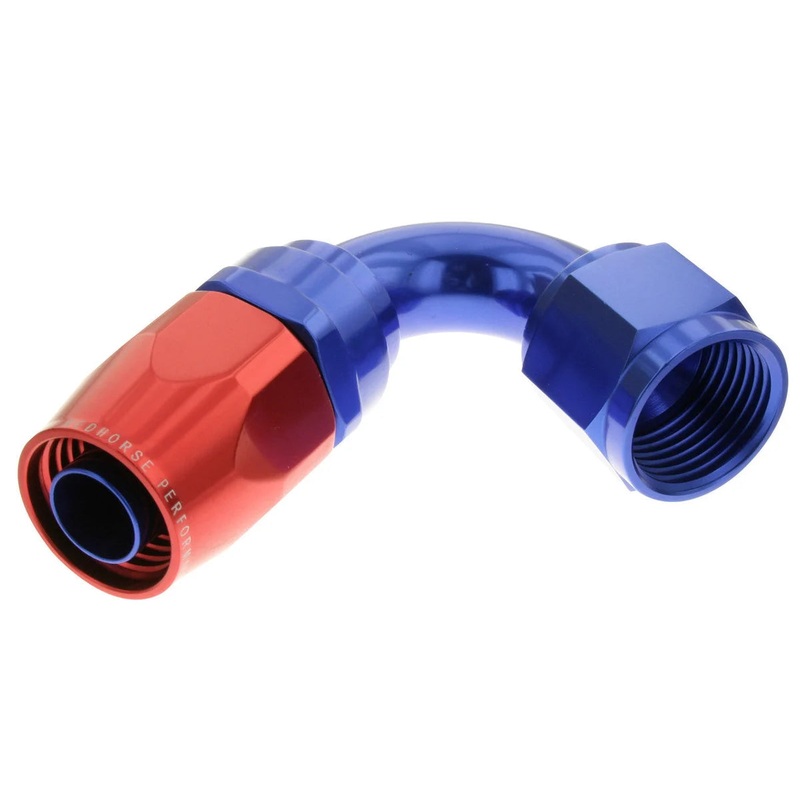 Redhorse Performance 10AN 120 Degree Female Aluminum Hose End RD BLU 1120-10-1