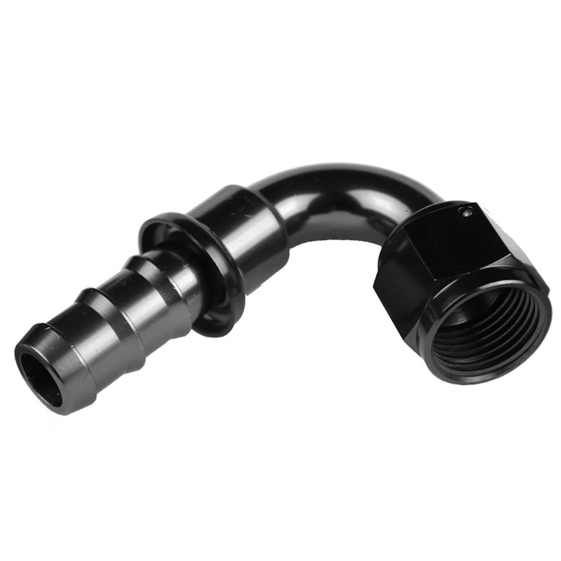 Redhorse Performance 4AN 120 Degree AN/Hose End Push Lock Black 2120-04-2