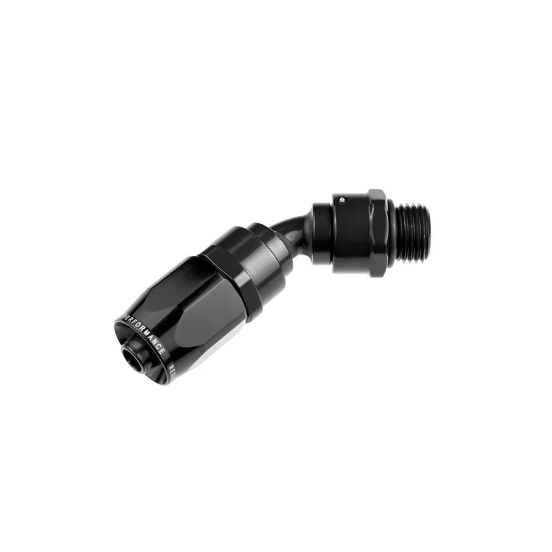 Redhorse Performance 8AN Hose End 8AN ORB End 45deg Tube Black 1345-08-08-2