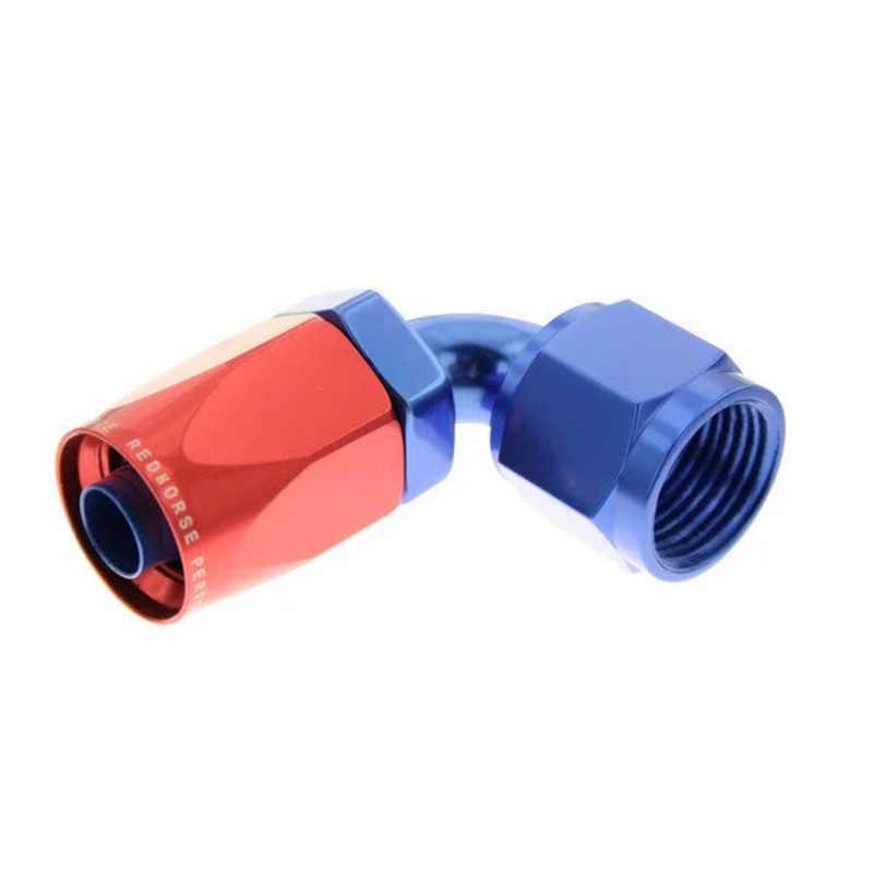 Redhorse Performance 12AN 90Deg Female Alum Hose End Red Blue 6090-12-1