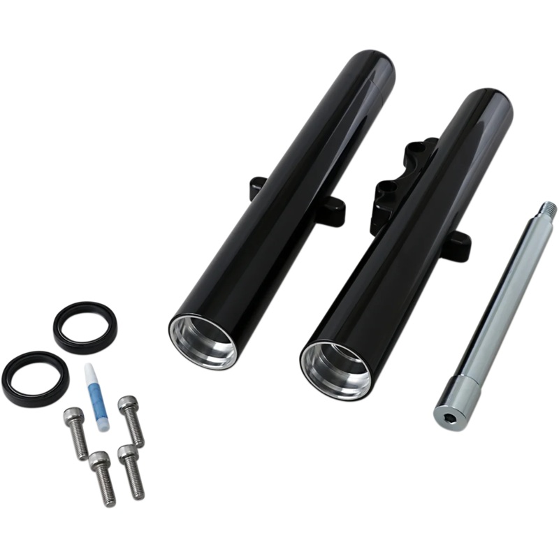 Arlen Ness Fork Legs – Black Anodized – Hot Legs – Custom Single Disc – Smooth – ’08-’13 06-521