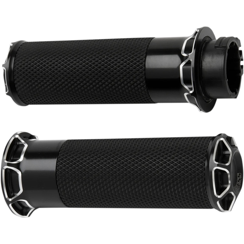 Arlen Ness Grips – Beveled – TBW – Black 07-329