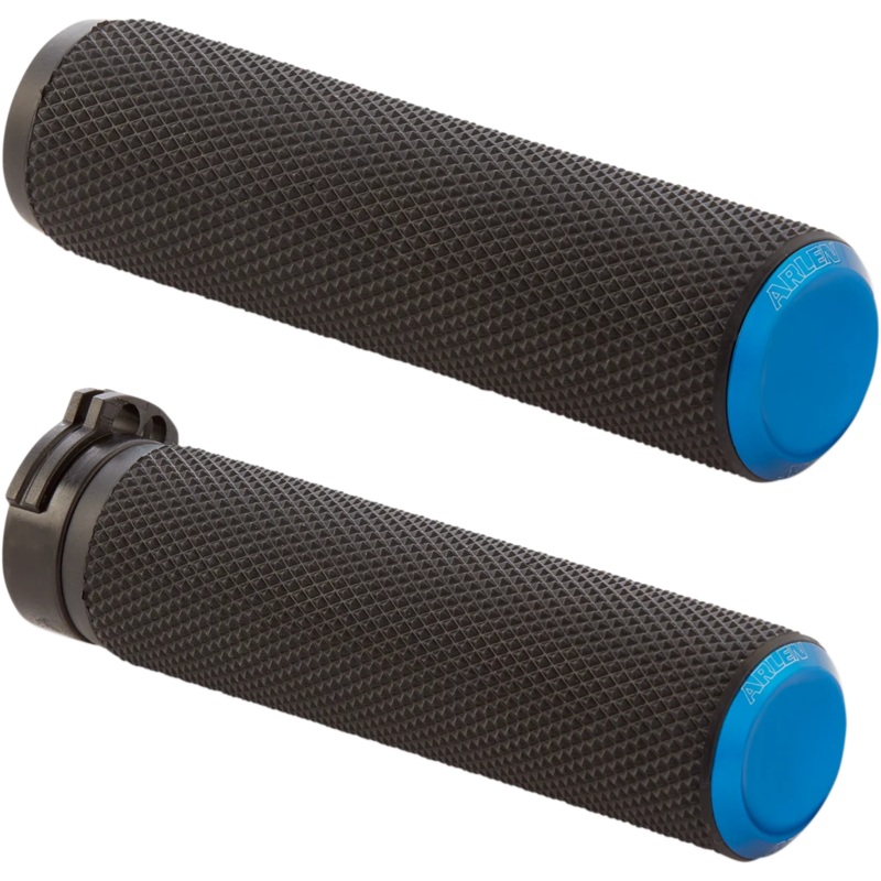 Arlen Ness Grips – Knurled – Cable – Blue 07-335