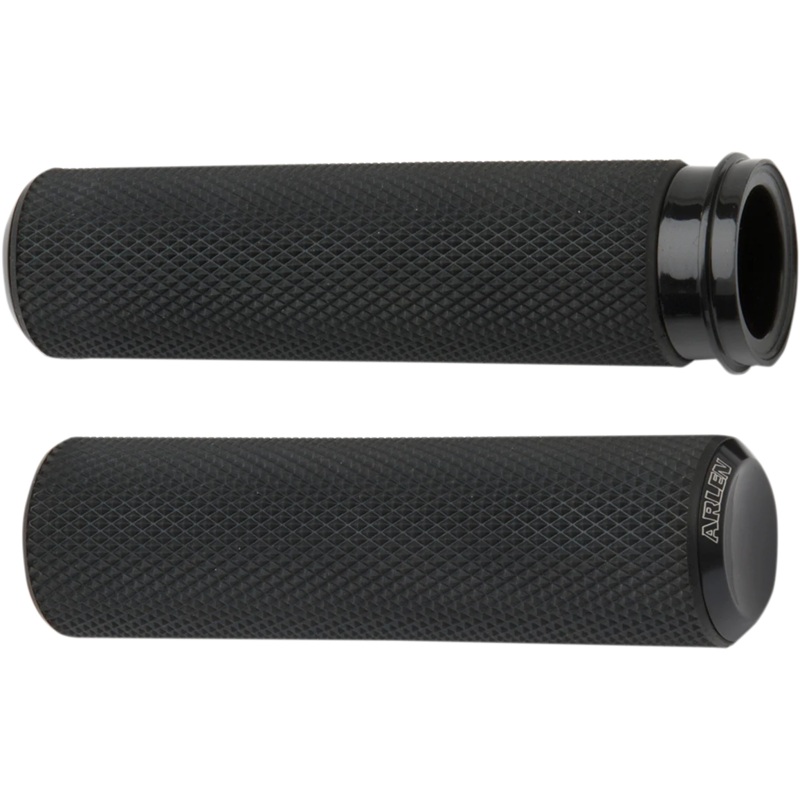 Arlen Ness Grips – Knurled – TBW – Black 07-327