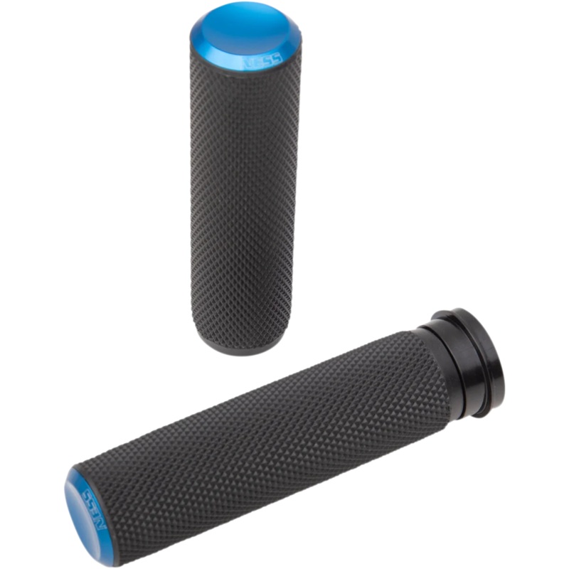 Arlen Ness Grips – Knurled – TBW – Blue 07-345