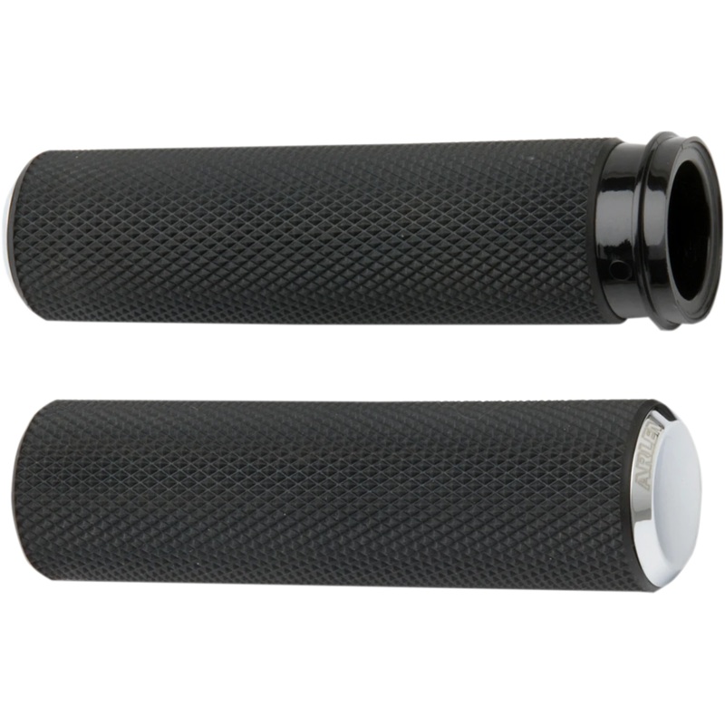 Arlen Ness Grips – Knurled – TBW – Chrome 07-326