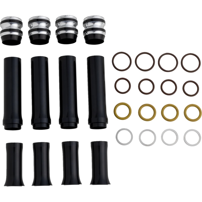 Arlen Ness Pushrod Tube Cover Kit – 10 Gauge – Black – Twin Cam 03-633
