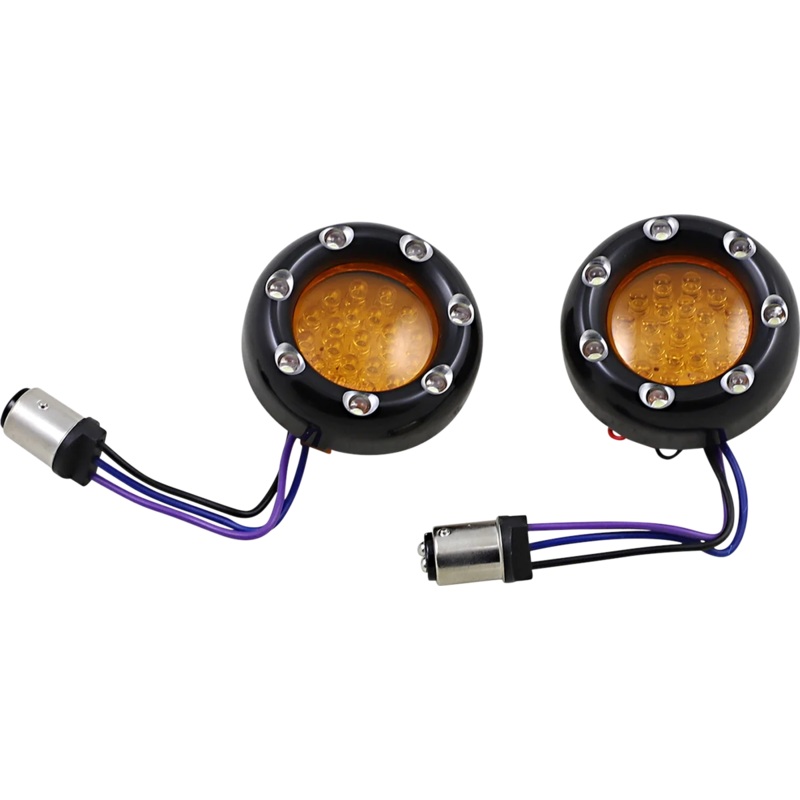 Arlen Ness LED Light Kit for Factory Turn Signal Housing – Amber/White – Black 12-759