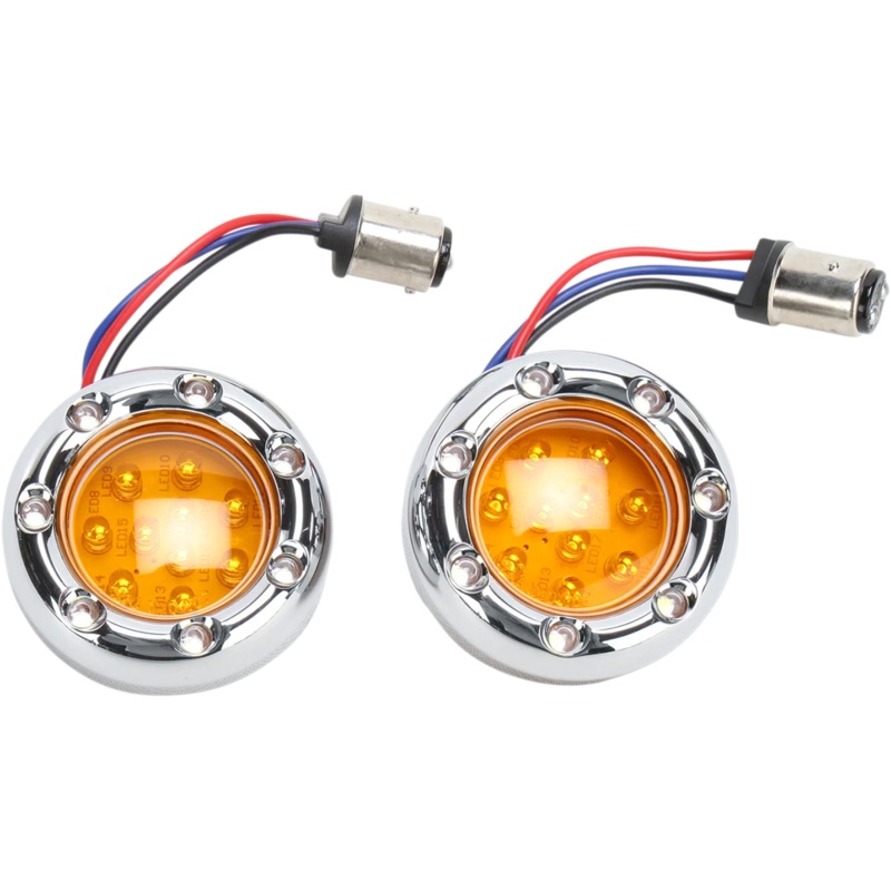 Arlen Ness LED Light Kit for Factory Turn Signal Housing – Amber/White – Chrome 12-757