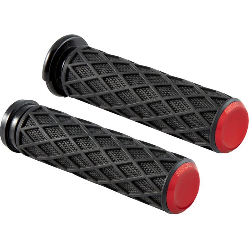 Arlen Ness Grips – Diamond – TBW – Red 500-017