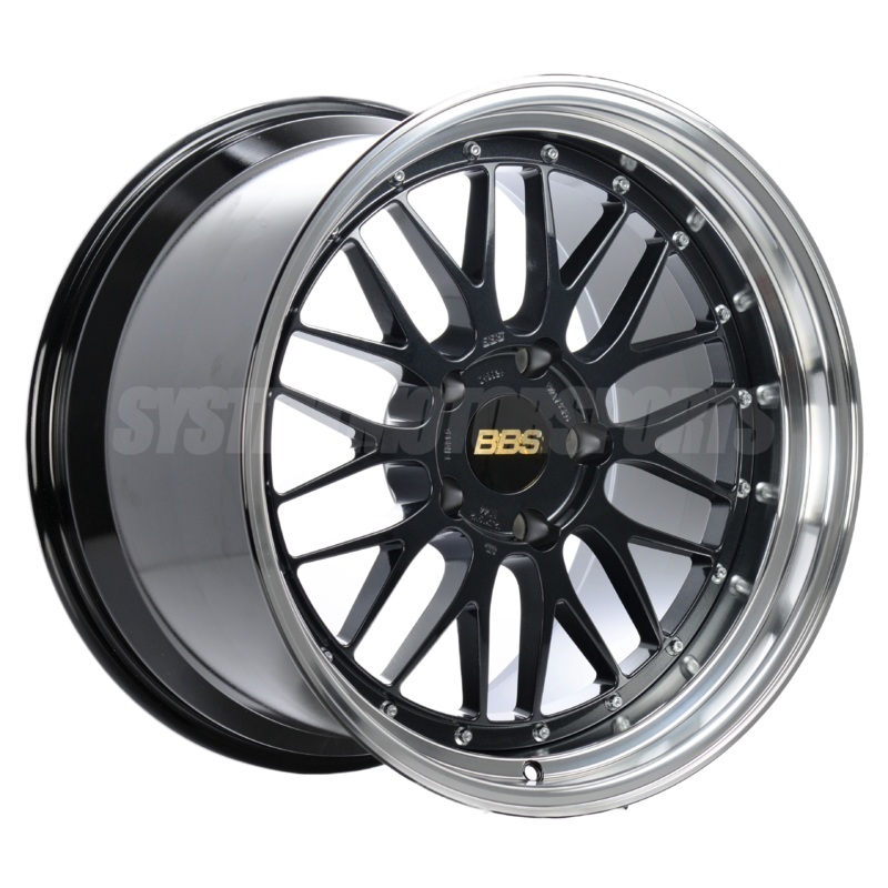 BBS LM – 19×8.5 +50 / 19×12 +44 / 5×130 – Black Blue w/ Black Bright Diamond Cut Rim *Set of 4*