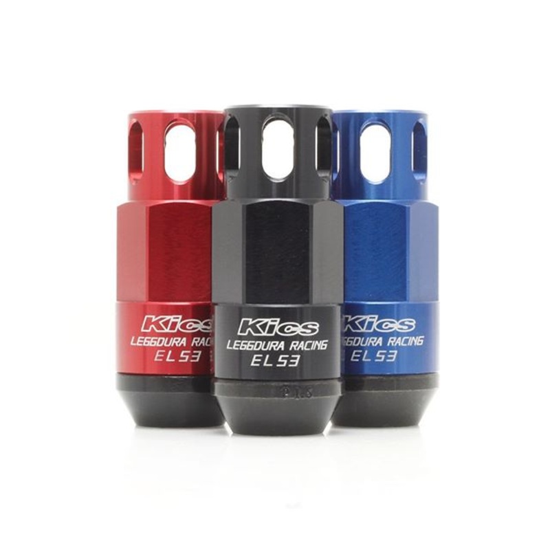 Project Kics Leggdura Racing EL53 Shell Type Lug Nuts & Locks M12x1.25 Red