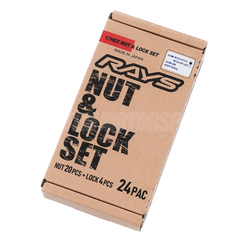 Rays 6H 17Hex Lug Nuts & Locks 12×1.25 Black