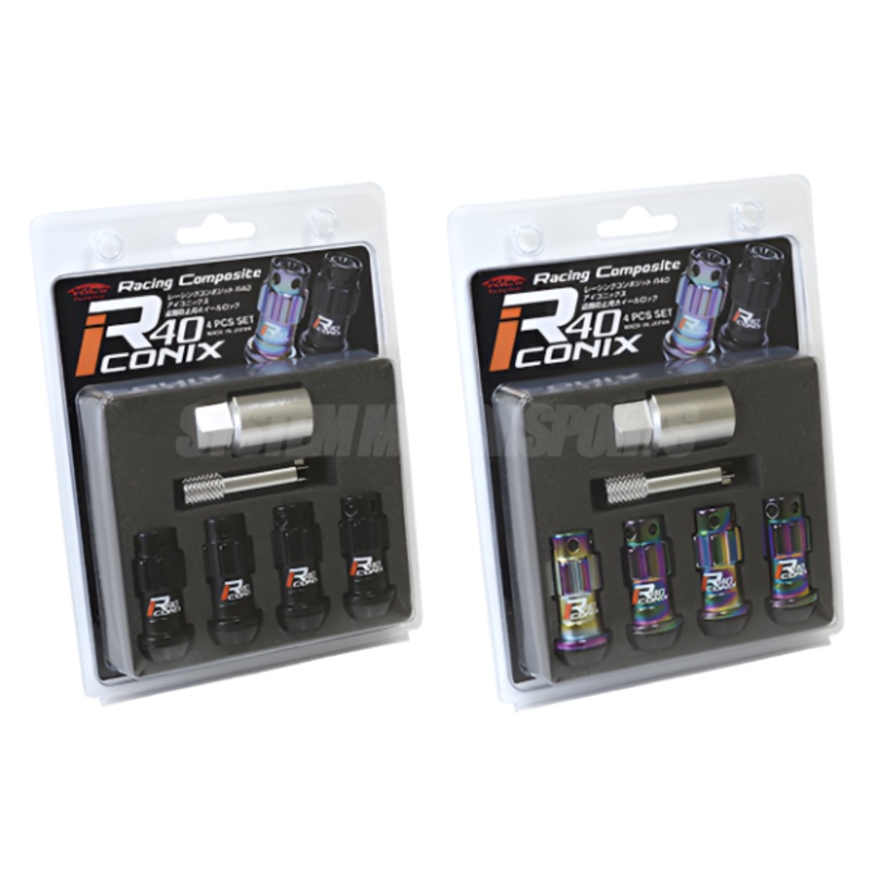 Project Kics R40 Iconix 4pc Lock Set – M12 12×1.25 Black Black Aluminum Caps