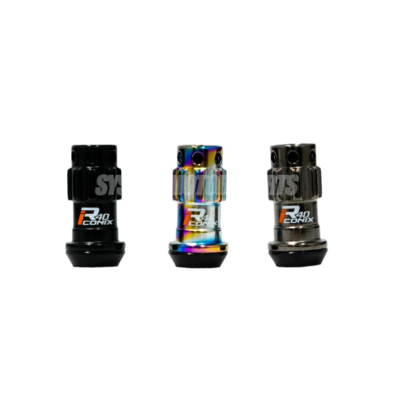 Project Kics R40 Iconix Replacement Lug Nut / Lock Nut / End Cap M12x1.25 Lug Nut (1pc) Black Nut (Black Cap)